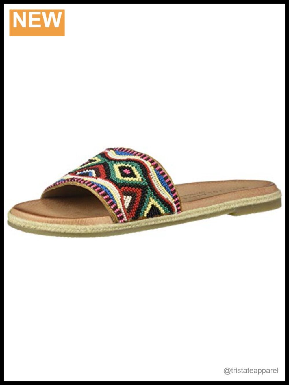 Embroidered Slide Sandals with Ankle Strap and Padded Insole
